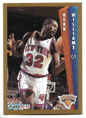 HERB WILLIAMS 1992-93 FLEER CARD NM-MT CONDITION - Image 1 of 2