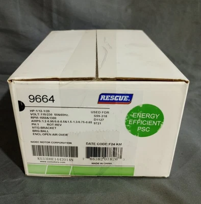 Rescue 9664 Nidec Motor Corporation Volt 115/230 50 & 60 Hz。 — 第 1/2 张图片