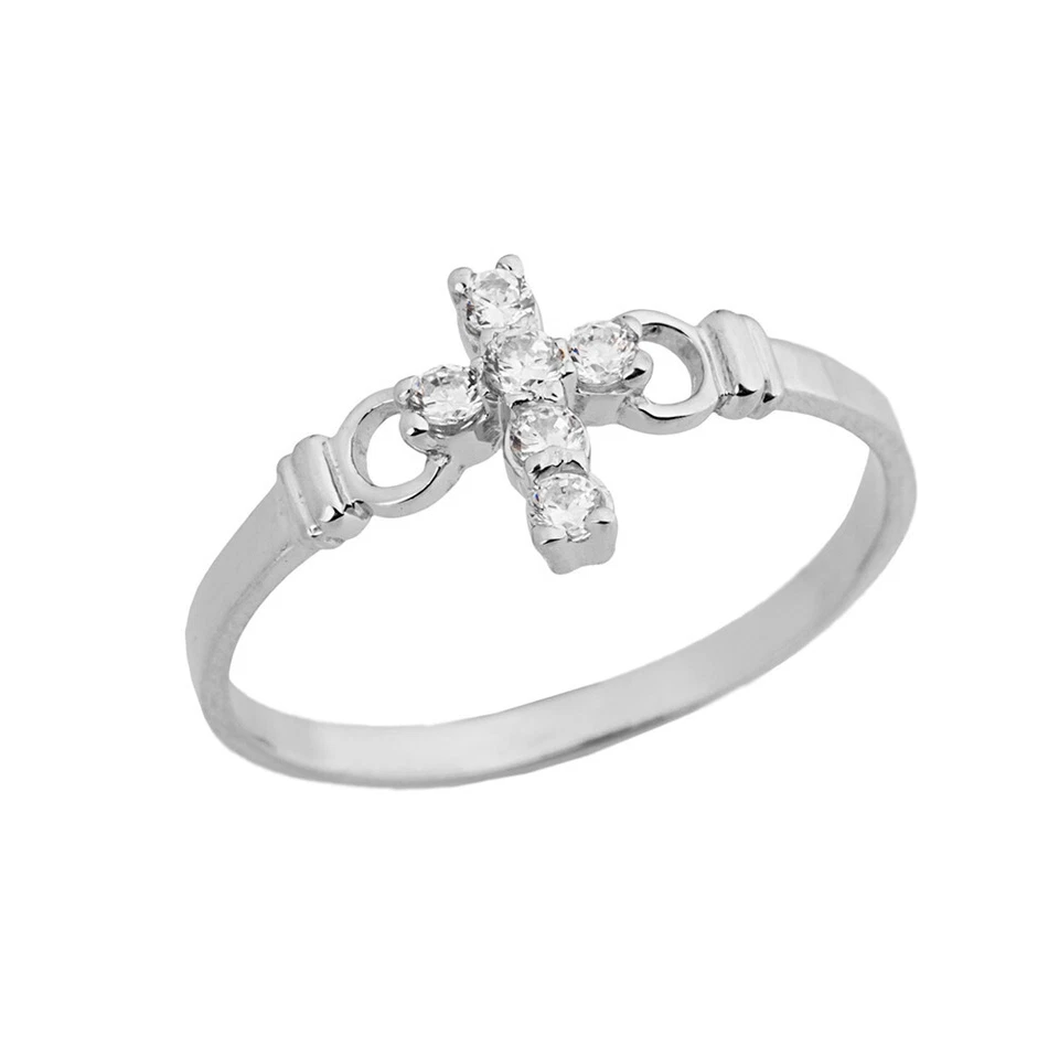 Ladies Purity Cross Ring With CZ In Sterling Silver - Image 1 of 1