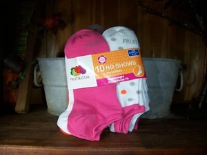 FRUIT OF THE LOOM GIRLS LOW CUT SOCKS 10 PACK SIZE LG 4-10 KIDS SCHOOL NO SHOW - Picture 1 of 1