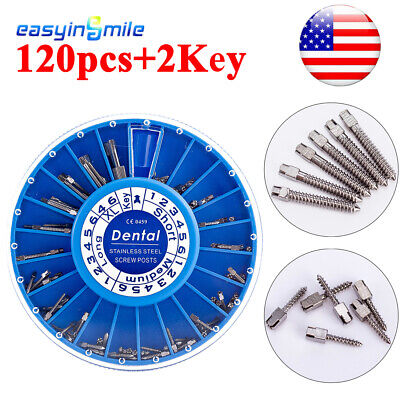 Endodontic Drill Dental Stainless Steel Conical Screw Posts Kits 120pcs & 2Keys • 25.69£