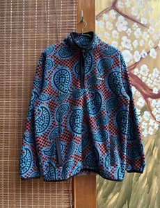 Obey Eisley Mock Neck Half Zip Fleece Jacket Paisley Print Size L - Picture 1 of 7