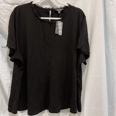 The Limited Black Shirt Women’s Size 2X Top Lace Short Sleeve Top Blouse - Image 1 of 4