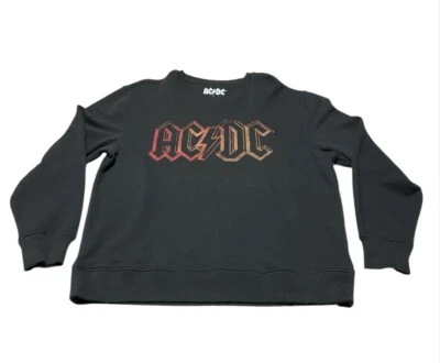 NUEVO CON ETIQUETAS Sudadera Lucky Brand AC/DC Talla L Gráfica Negra 100% Algodón Foto 1 de 4