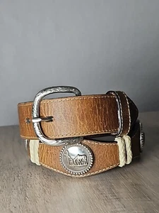 Children Ranger Belt Co. Brown Hand Tooled Leather Western Conches Size 24 - Picture 1 of 3
