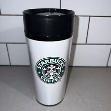 Starbucks Coffee Travel Tumbler Cup 16 Oz Plastic White Thermo Serv Tall w Lid