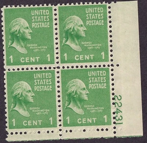 Scott #804 George Washington Plate Block of 4 Stamps - MNH - Picture 1 of 2