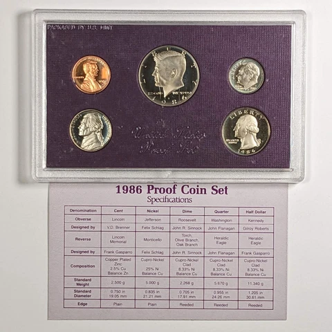 1986 S Proof Set Cover