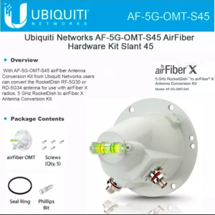 Ubiquiti airFiber OMT RD conversion AF-5G-OMT-S45 5GHz RocketDish to airFiber  - Image 1 of 4