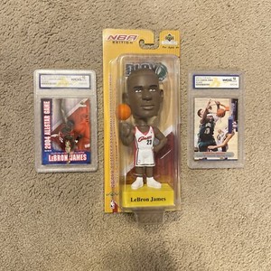 LeBron James lot si for kids all-star rookie card bobble head wcg 10