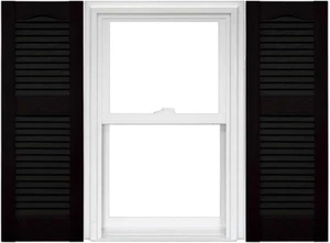 Open Louver Vinyl Shutters (1 Pair) - 14.5 X 72 002 Black - Picture 1 of 1