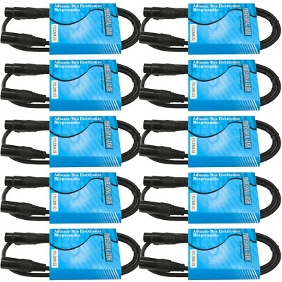 PACK 10 3 pies 3 pines XLR macho a hembra DMX 512 luz iluminación transferencia de datos Foto 1 de 3