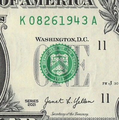 AUG 26 1943 Birthday Date Note Fancy Serial Number One Dollar Bill 08 26 1943 - Image 1 of 4