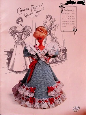 Fashion Bride Doll Dress Gown Miss Feb 1994 Crochet Pattern Gibson Girl Gay 90s - Image 1 of 2