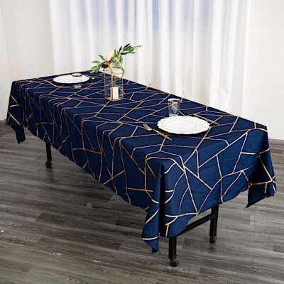 60x102-Inch Geometric Design Polyester Rectangle Tablecloth Wedding Decorations - Image 1 of 2