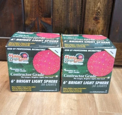 "Lote de 2 luces brillantes ROSA navideñas esfera Navidad 50 luces 6"" interior/exterior"  Foto 1 de 4