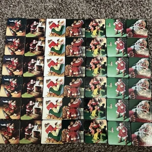 Coca Cola Coke Vintage Christmas Coasters Santa Claus Cork Backing Set Of 42 - Picture 1 of 10