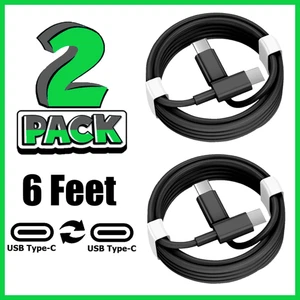Paquete de 2 cables USB-C de 6 pies Cable de carga rápida tipo C Cargador rápido - Picture 1 of 12