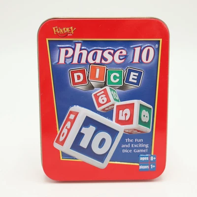 Phase 10 Dice Fundex Fun Challenging Dice Rolling Score Game 2004 Complete Tin - Image 1 of 4