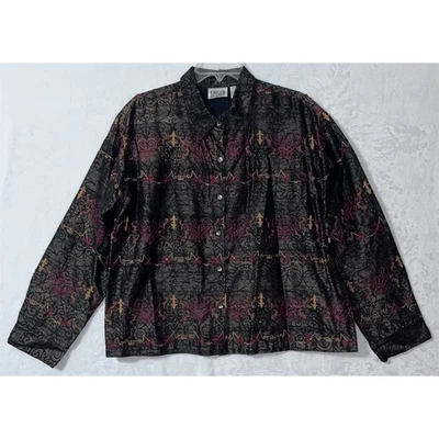 Chico's Design Women's Silk Embroidered Jacket Black Size XL Formal - Image 1 of 4