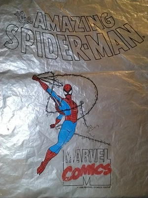 BOLSO DE COMPRAS RARO ORIGINAL GRIS MARVEL COMIC INCREÍBLE SPIDER-MAN 1990 USADO TIENDA Foto 1 de 4