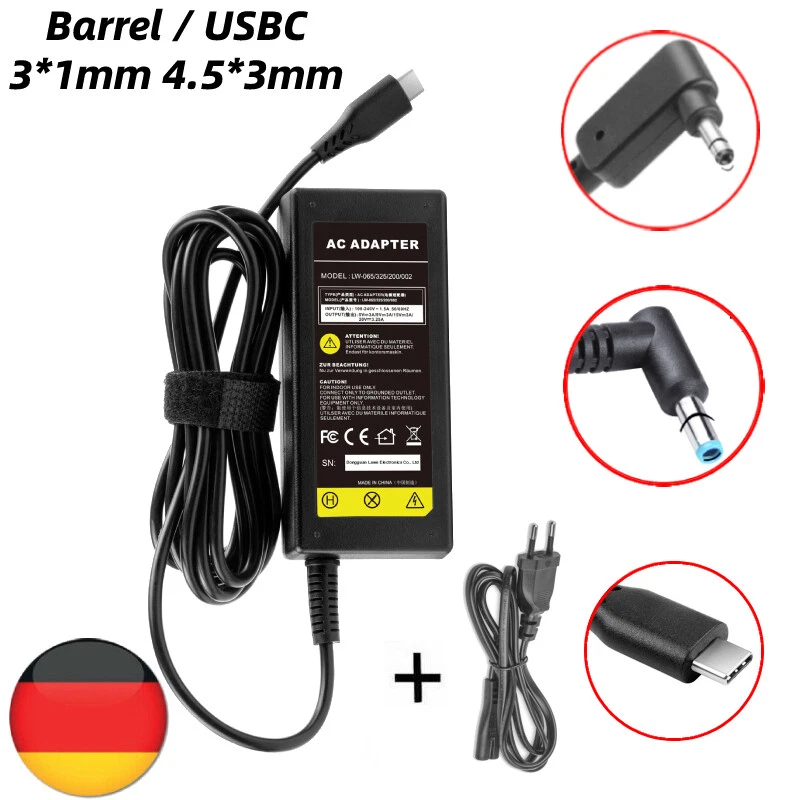 65W 45W Chromebook Laptop Ladegerät für ACER HP Dell Lenovo Samsung Barrel/ USBC - Bild 1 von 1