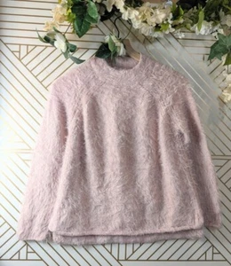 ZARA GIRLS Winter Collection Pink Fuzzy Knit Sweater Long Sleeve Size 13-14 - Picture 1 of 8