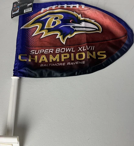 Vintage 2013 Baltimore Ravens Car Flag Double Sided Super Bowl XLVII Champs NEW Cover