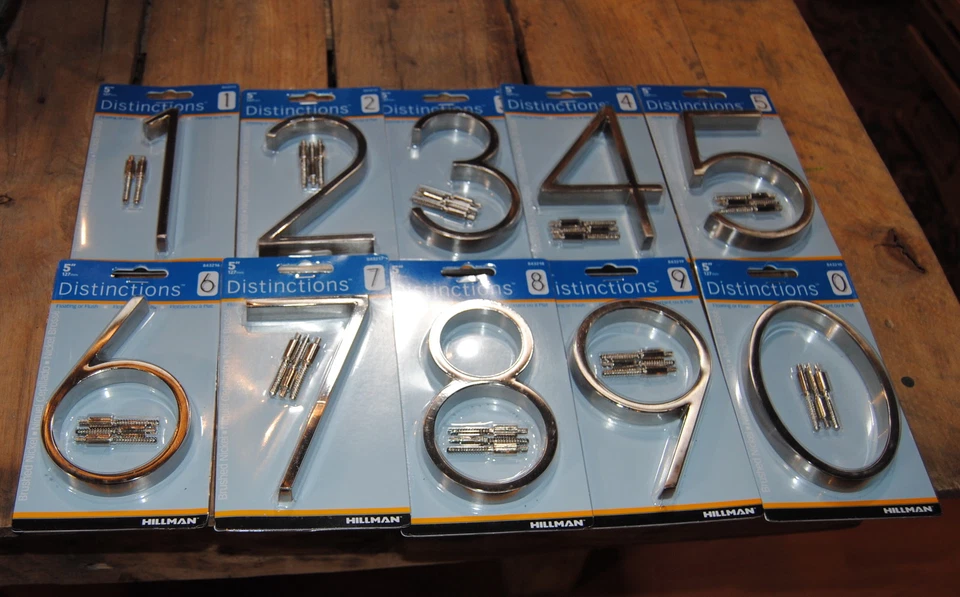 Hillman Modern 5" Floating or Flush Mount House Address Numbers Satin Nickel - Image 1 of 1