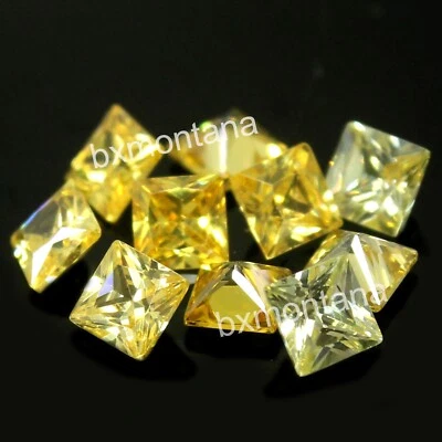 Lote de 10 piezas 2,00 mm princesa excelente corte VVS1 elegante color amarillo diamante suelto Foto 1 de 4