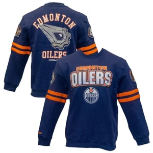 Edmonton Oilers Mitchell & Ness All Over Pullover Sweatshirt - Navy - Picture 1 of 4