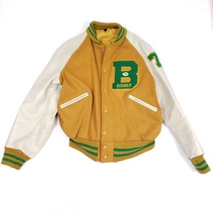 Giacca Butwin Varsity B Sooner Letterman lana pelle manica vintage anni 70 M - Foto 1 di 10