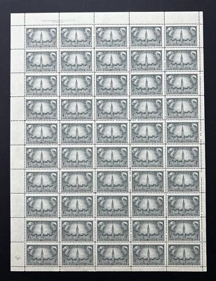 CANADA SCOTT 277 SHEET - MNH, UL PL. 1  FULL PANE, 4¢ 1948 PARLIAMENT BUILDINGS - Image 1 of 2