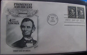 US FDC 4¢ SC #1282 PROMINENT AMERICANS A. LINCOLN, NY, NY. 1965. - Picture 1 of 1