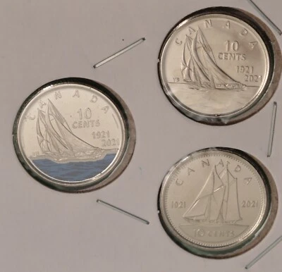 2021 Canada Bluenose 100th Anniversary BU - Three Coin Dime Set - Image 1 of 4
