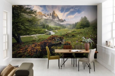 Papel Tapiz Para Sala De Estar Paisaje De Montaña 368x254cm Decoración - Imagen 1 de 4