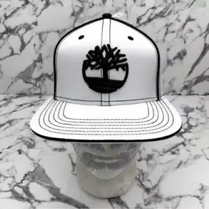Berretto Uomo Timberland Bianco | Nero Pipping Trucker Nuovo con etichette - Foto 1 di 6