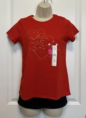 Girl’s Red Hugging Hearts Graphic T-shirt Size XL (14) - Cat & Jack - Image 1 of 4