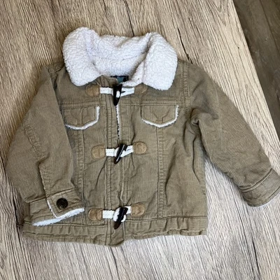 Old Navy Kids Tan Corduroy Fleece Lined Coat Toggle Closure Unisex 6-12 months - Image 1 of 4