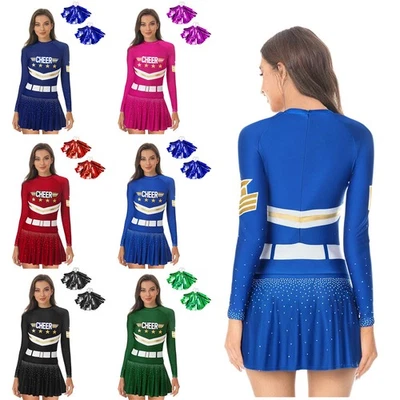 Mujer Uniforme Animadora Vestido Mono Animadora Conjunto Elástico Disfraz Foto 1 de 4