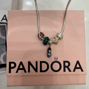 Collana catena serpente PANDORA con ciondolo bambola giapponese cuori Spider-Man - Foto 1 di 5