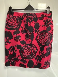 Hobbs rosa & schwarz Blumendruck Bleistift/gerade gefütterter Rock UK 16 36" Taille - Bild 1 von 10