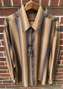 NWT VINTAGE MONZINI COLLECTION MEN'S SYNTHETIC SHIRT DISCO PSYCHEDELIC FUNKY  XL - Picture 1 of 9