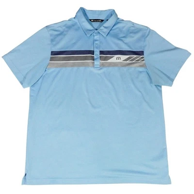 Travis Mathew Striped Blue Performance Golf Polo Shirt XL - Image 1 of 4