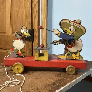 RARE Vintage Fisher Price #160 Donald Duck Daisy Disney Pull Toy 1937 - Picture 1 of 24