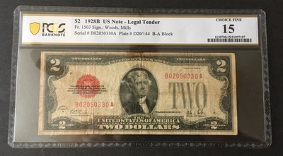 1928 B $2.00 RED SEAL NOTE PCGS Fr #1503 BA block Choice Fine - Image 1 of 2