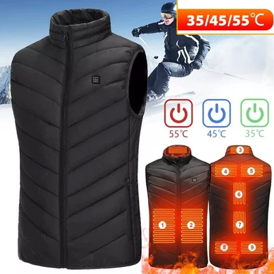 9-Zonen Unisex USB Beheizbare Heizjacke Weste Heizweste Beheizte Wärmeweste Vest - Bild 1 von 4