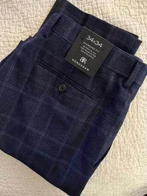 Banana Republic Monogram Pants 34x34 Blue Wool Plaid Vitale Barberis Canonico - Image 1 of 4
