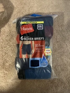 Hanes Tagless 6 Pack Men’s Stretch Boxer Briefs Size 2XL Cool Comfort No Ride Up - Picture 1 of 8