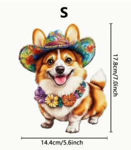 Wooden Puzzle ~ Corgi with Hat ~ Small size ~ 5.6" x 7" - Picture 1 of 2